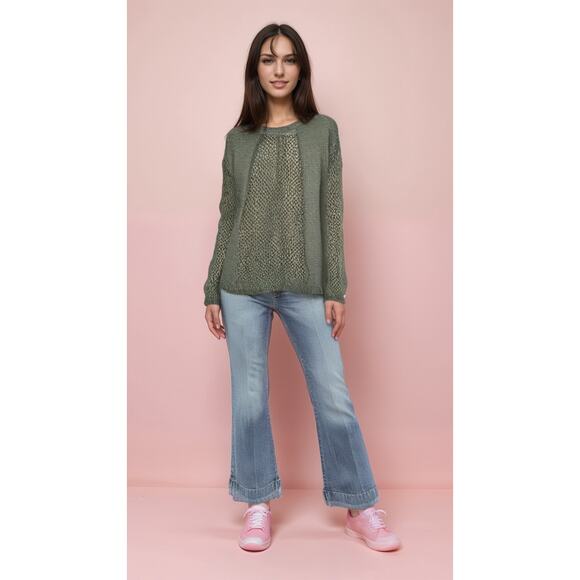 Rock & Republic Women's Metallic Thread Sweater Large Dark Gray Silver Pullover - Picture 6 of 6